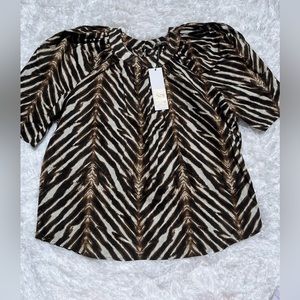 CALVIN KLEIN ZEBRA PRINT BLOUSE. SIZE SMALL. NWT